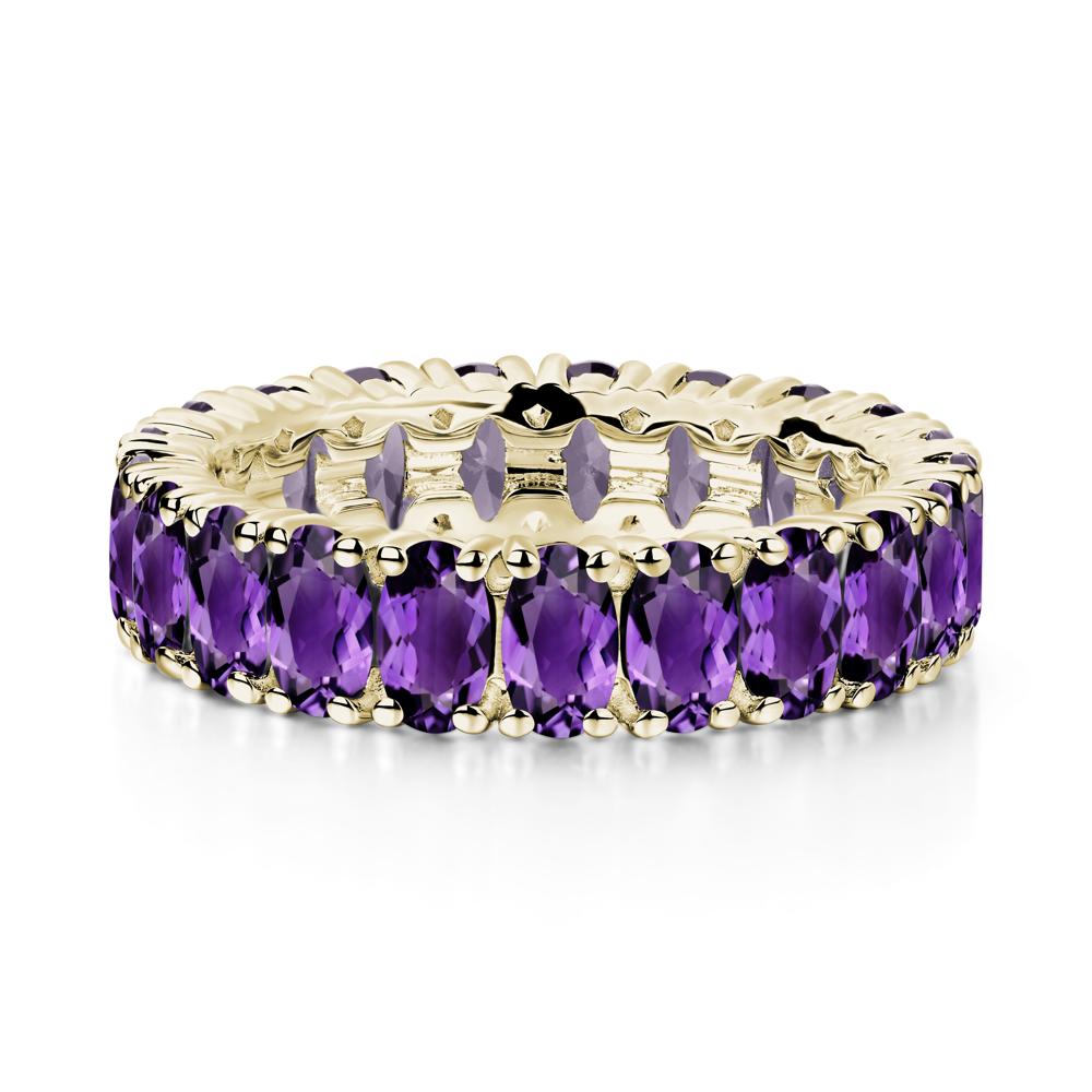 Amethyst Wide Wedding Band Ring - LUO Jewelry #metal_14k yellow gold