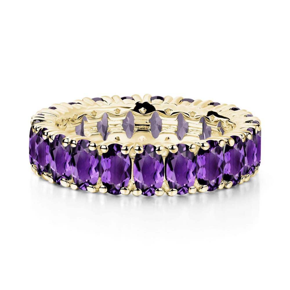 Amethyst Wide Wedding Band Ring - LUO Jewelry #metal_18k yellow gold