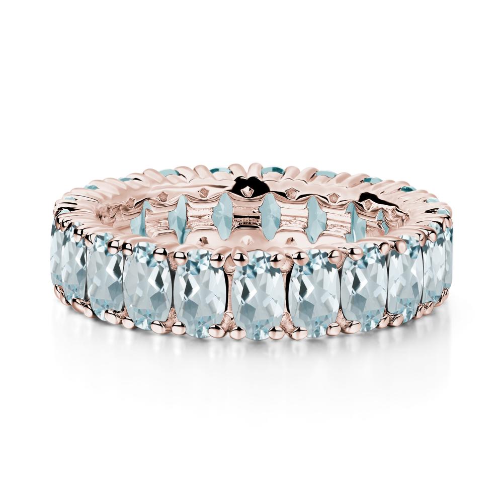 Aquamarine Wide Wedding Band Ring - LUO Jewelry #metal_14k rose gold