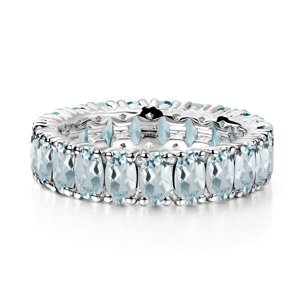 Aquamarine Wide Wedding Band Ring - LUO Jewelry #metal_14k white gold