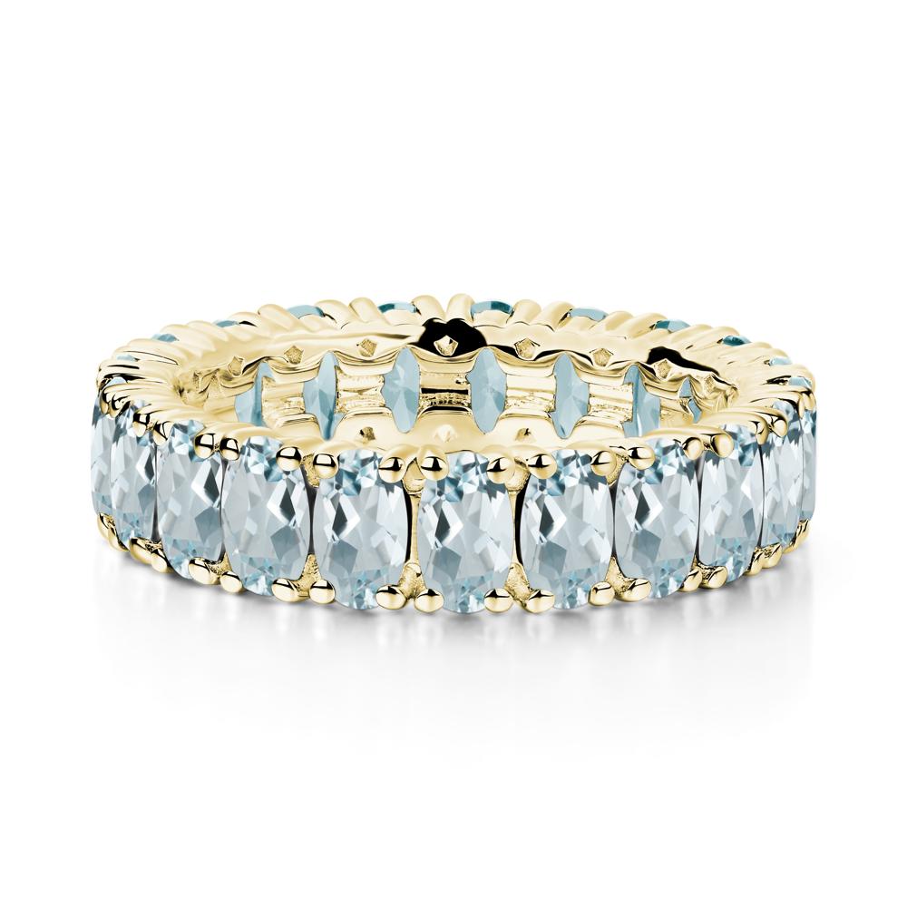 Aquamarine Wide Wedding Band Ring - LUO Jewelry #metal_18k yellow gold