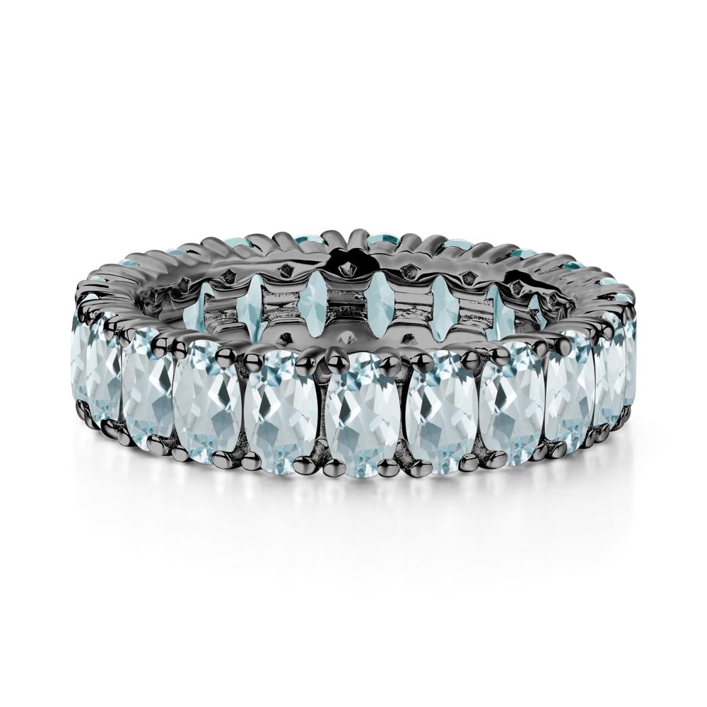 Aquamarine Wide Wedding Band Ring - LUO Jewelry #metal_black finish sterling silver