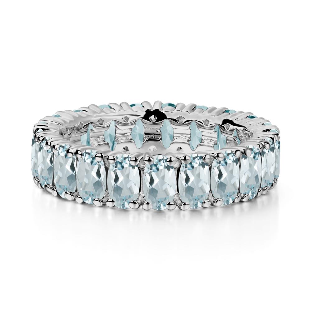Aquamarine Wide Wedding Band Ring - LUO Jewelry #metal_platinum