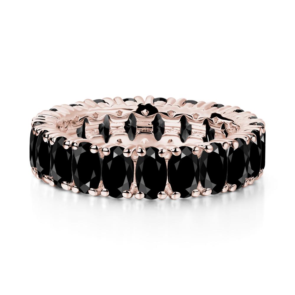 Black Spinel Wide Wedding Band Ring - LUO Jewelry #metal_14k rose gold
