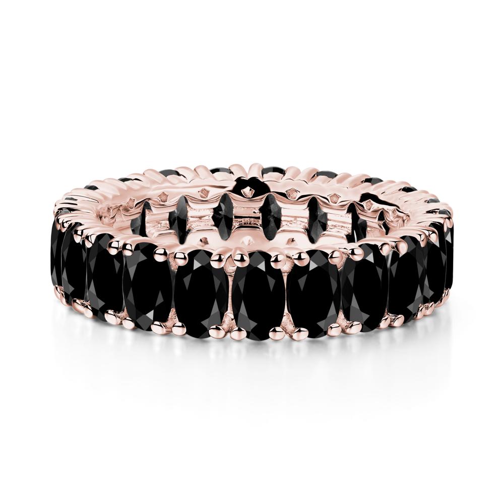 Black Spinel Wide Wedding Band Ring - LUO Jewelry #metal_18k rose gold