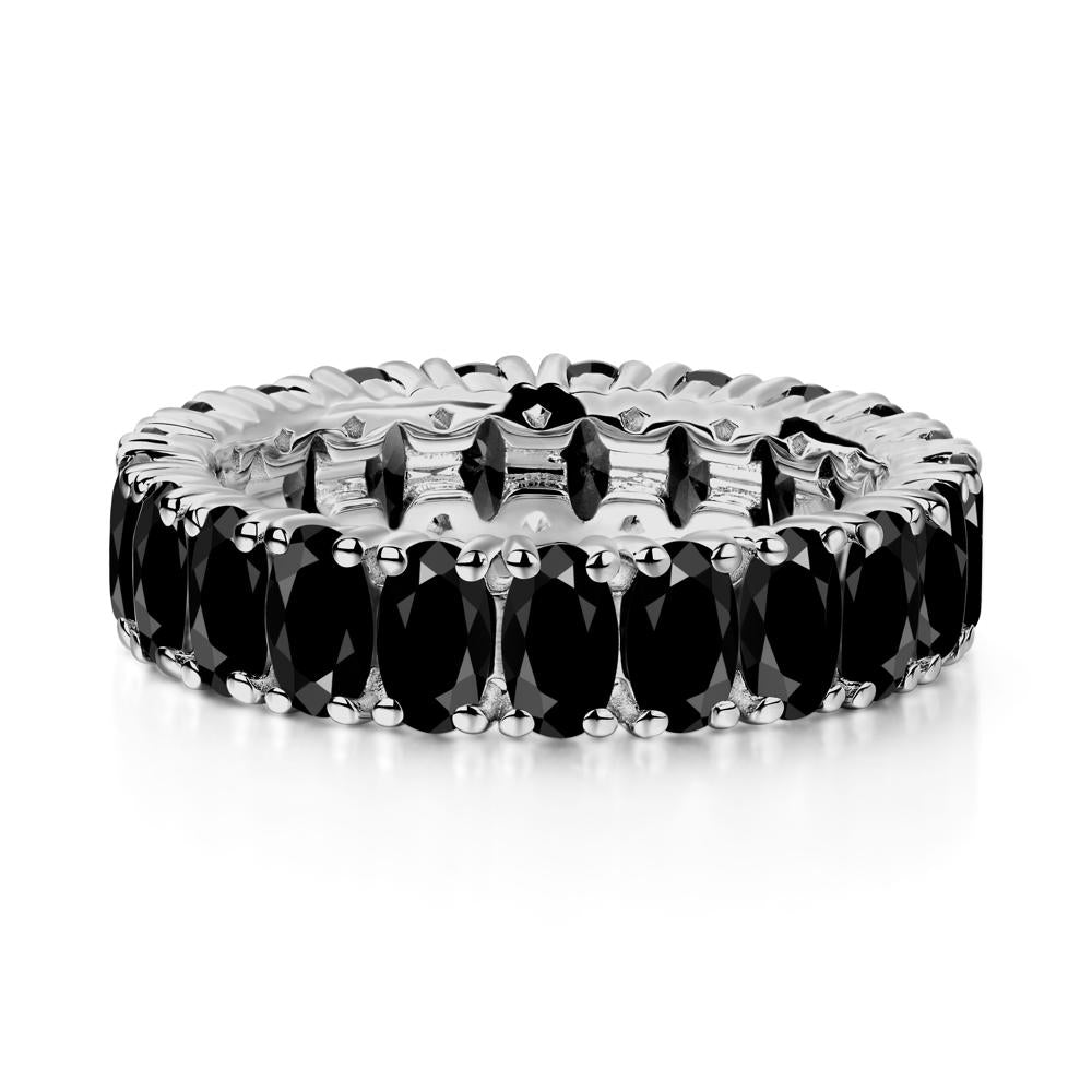 Black Spinel Wide Wedding Band Ring - LUO Jewelry #metal_platinum