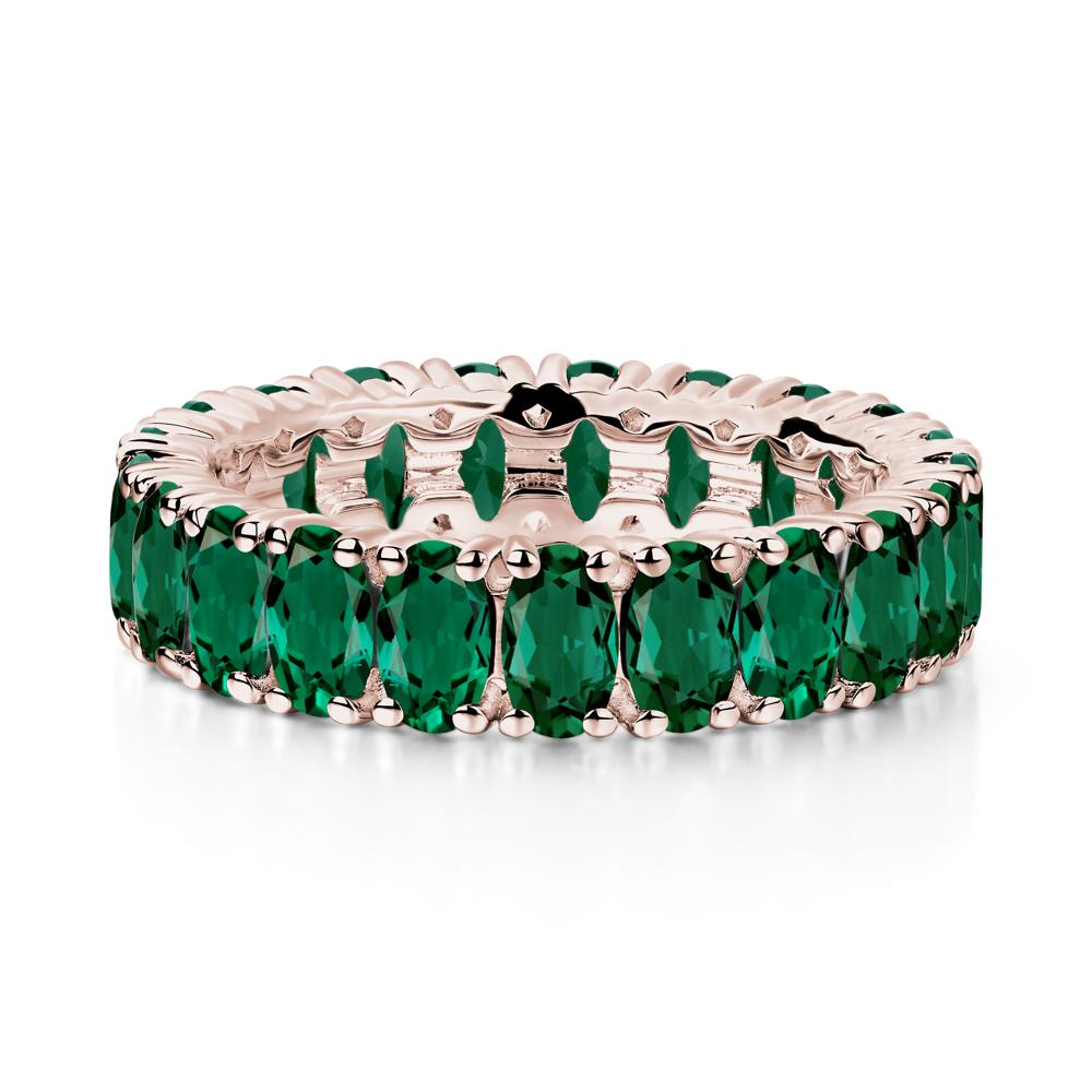 Emerald Wide Band Eternity Ring - LUO Jewelry #metal_14k rose gold