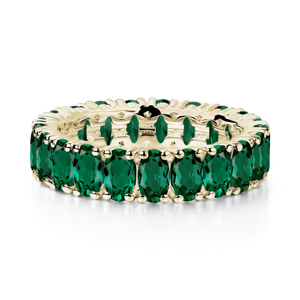 Emerald Wide Band Eternity Ring - LUO Jewelry #metal_14k yellow gold