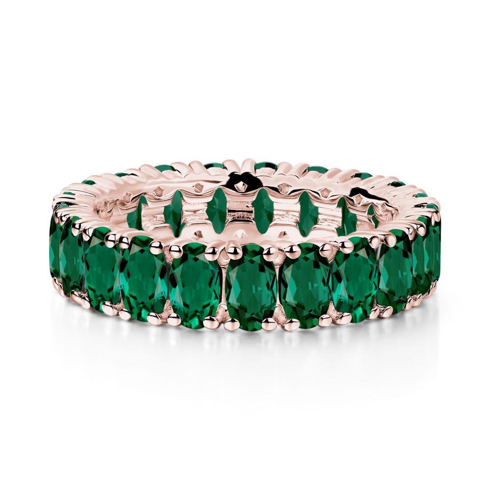 Emerald Wide Band Eternity Ring - LUO Jewelry #metal_18k rose gold