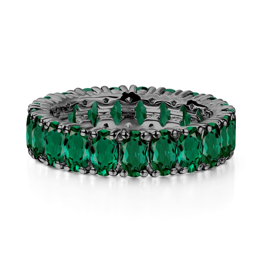 Emerald Wide Band Eternity Ring - LUO Jewelry #metal_black finish sterling silver