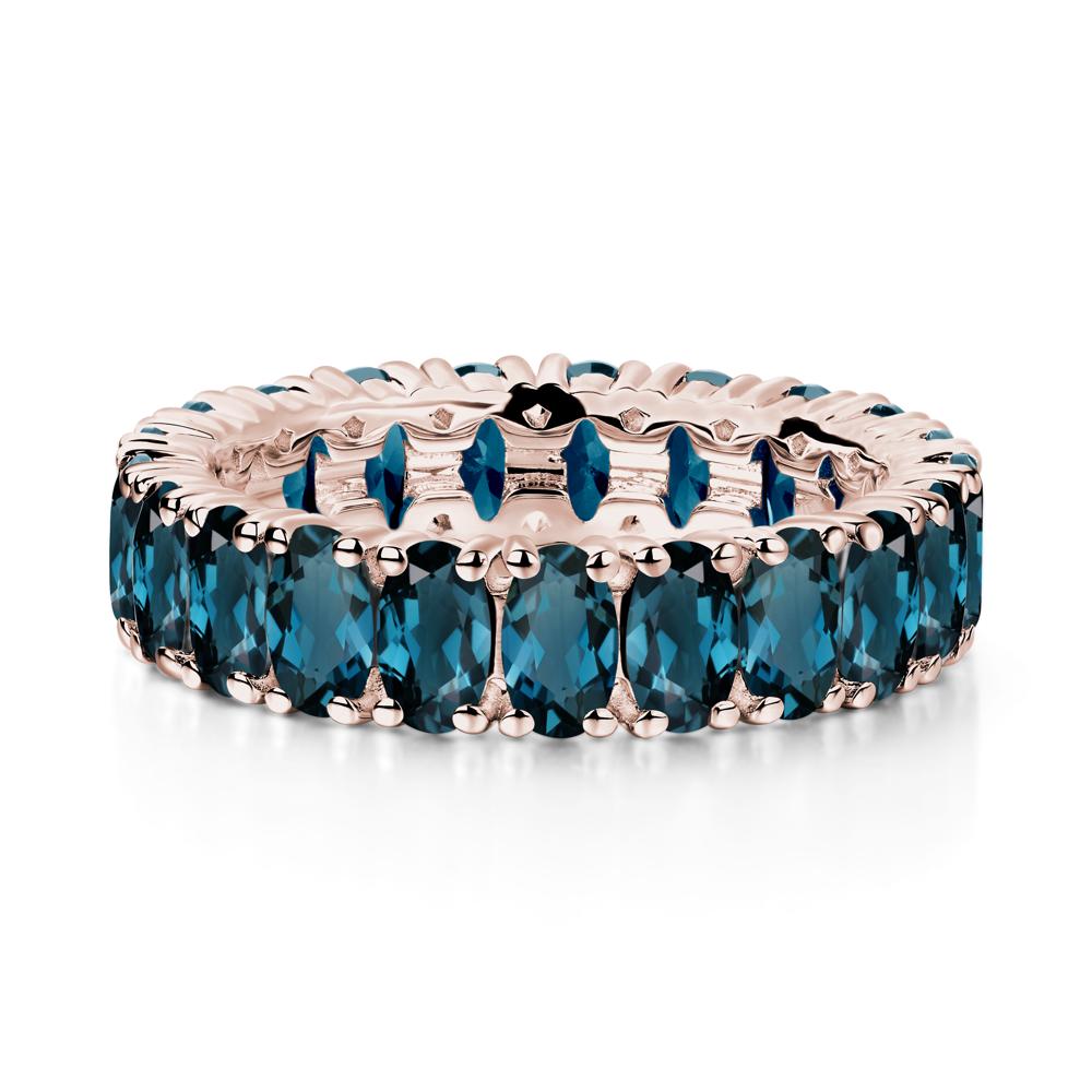 London Blue Topaz Wide Band Eternity Ring - LUO Jewelry #metal_14k rose gold