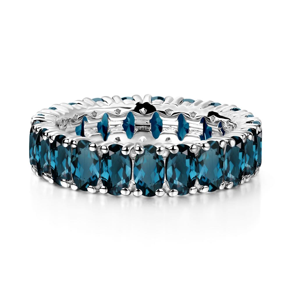 London Blue Topaz Wide Band Eternity Ring - LUO Jewelry #metal_14k white gold