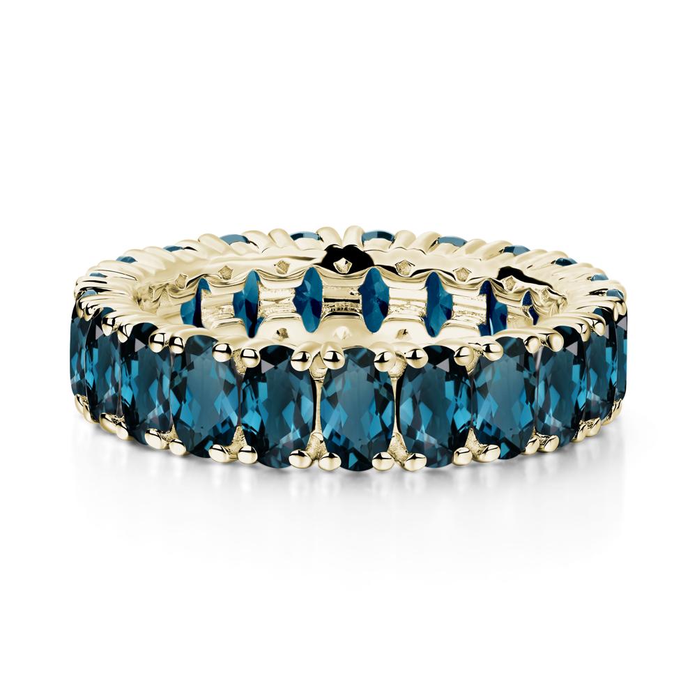 London Blue Topaz Wide Band Eternity Ring - LUO Jewelry #metal_14k yellow gold