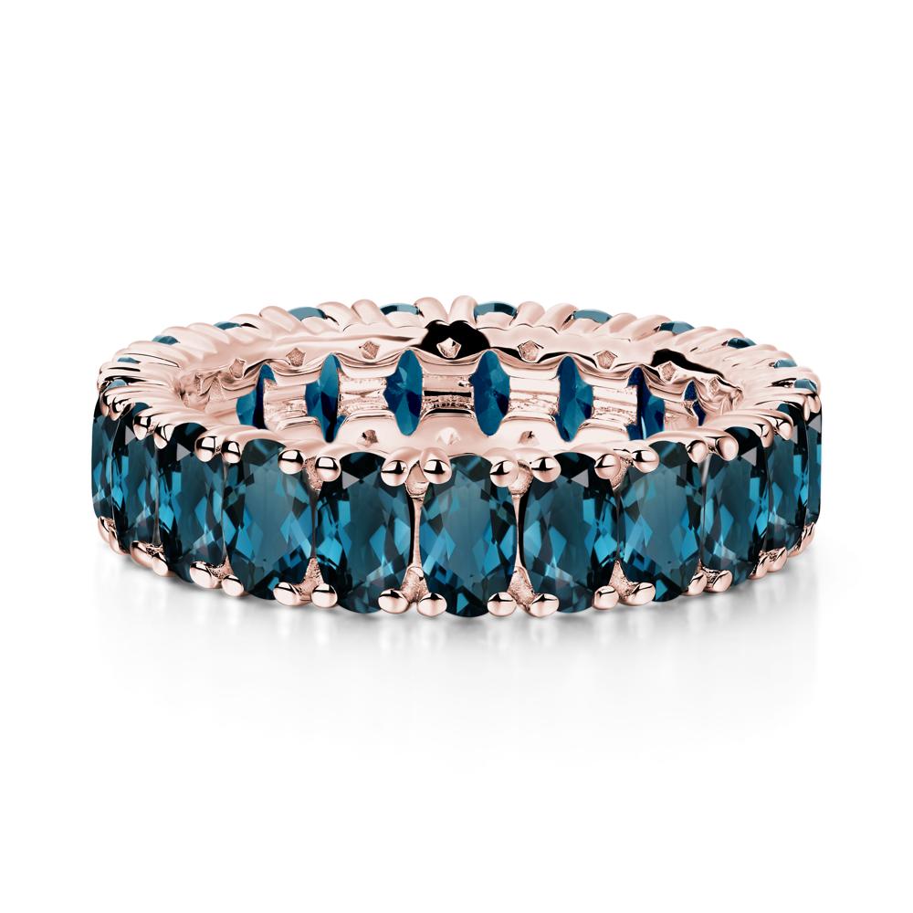 London Blue Topaz Wide Band Eternity Ring - LUO Jewelry #metal_18k rose gold