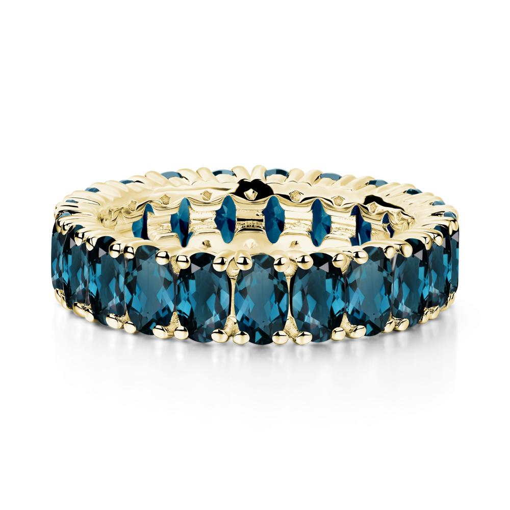 London Blue Topaz Wide Band Eternity Ring - LUO Jewelry #metal_18k yellow gold