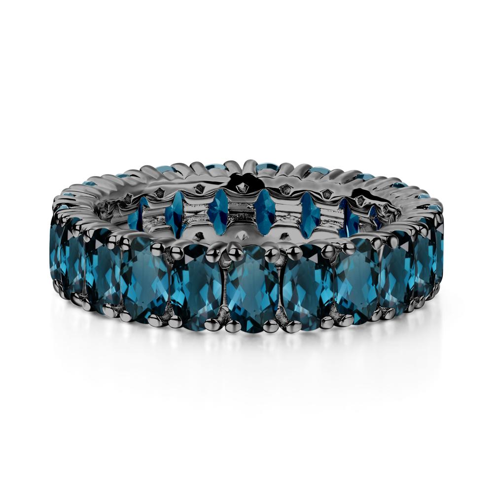 London Blue Topaz Wide Band Eternity Ring - LUO Jewelry #metal_black finish sterling silver