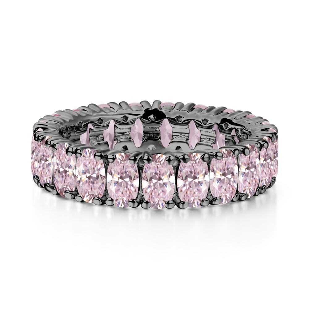 Oval Pink Cubic Zirconia Eternity Band Ring - LUO Jewelry #metal_black finish sterling silver