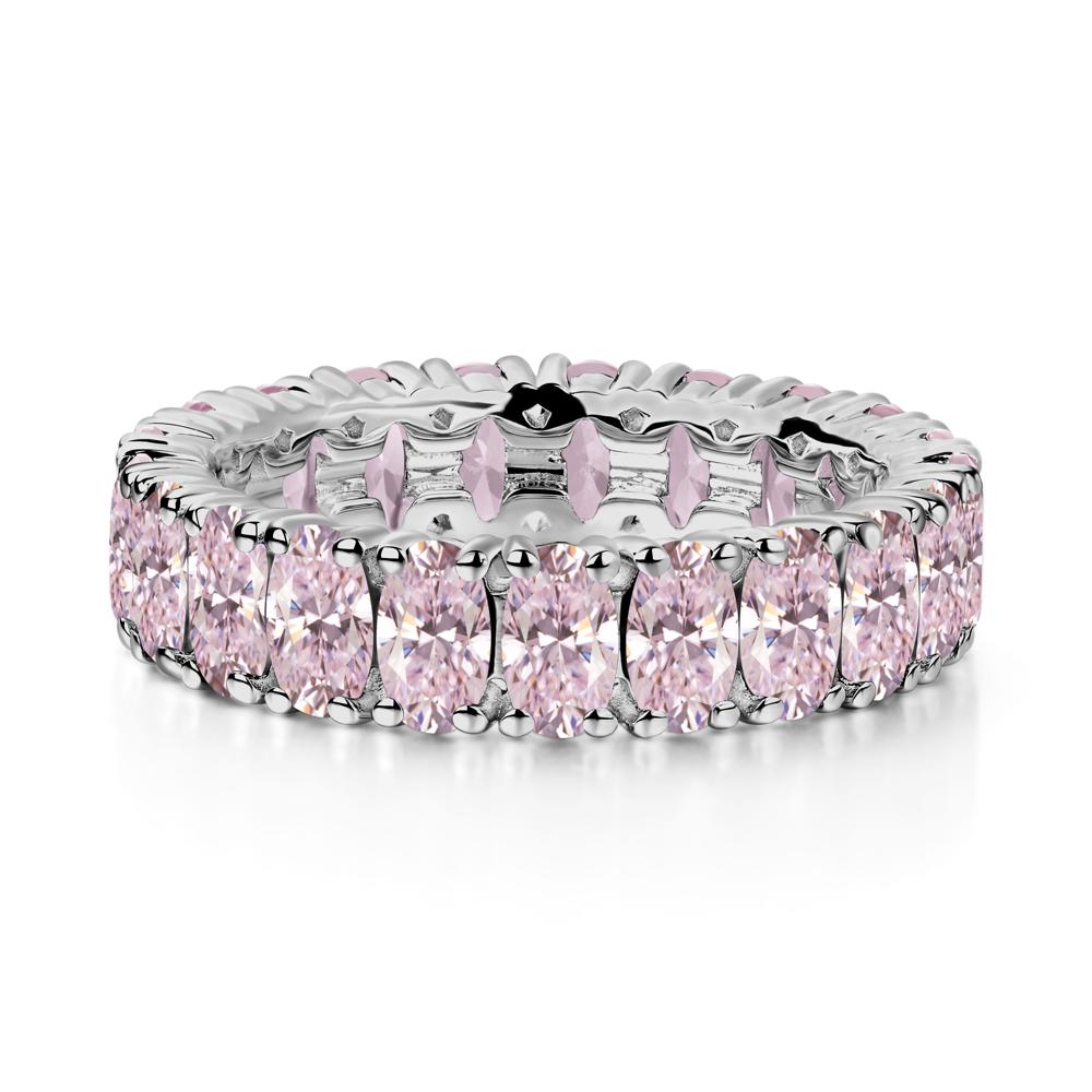 Oval Pink Cubic Zirconia Eternity Band Ring - LUO Jewelry #metal_platinum