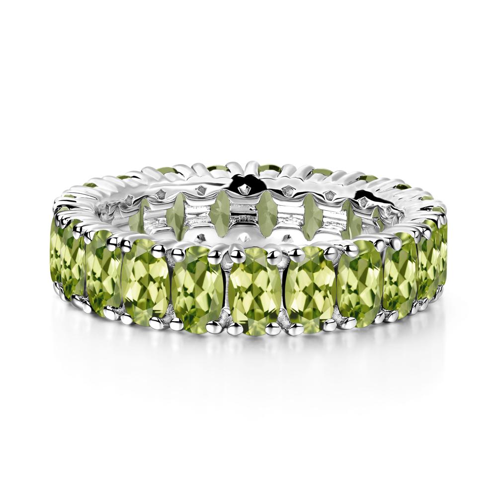 Oval Peridot Eternity Band Ring - LUO Jewelry #metal_14k white gold