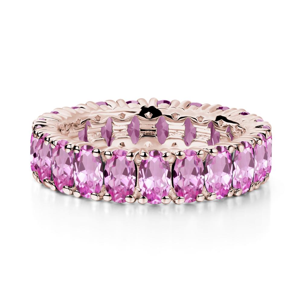 Pink Sapphire Wide Wedding Band Ring - LUO Jewelry #metal_14k rose gold
