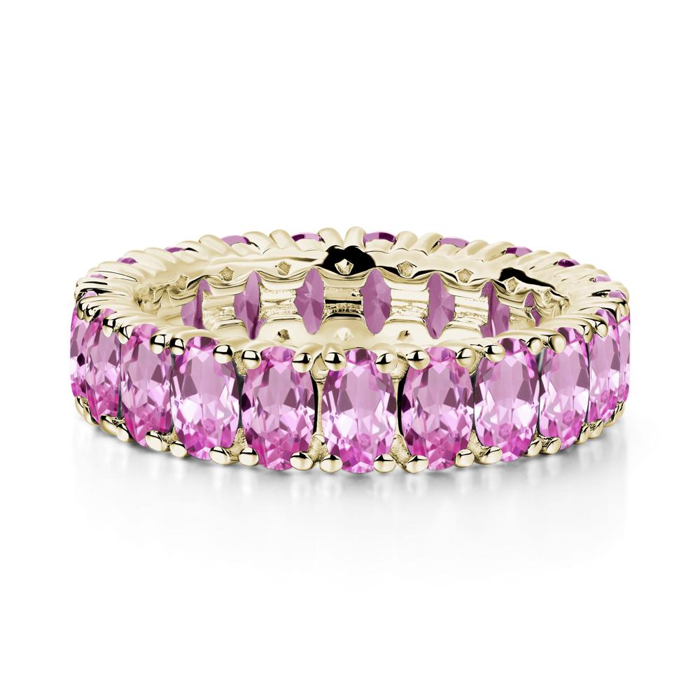 Pink Sapphire Wide Wedding Band Ring - LUO Jewelry #metal_14k yellow gold