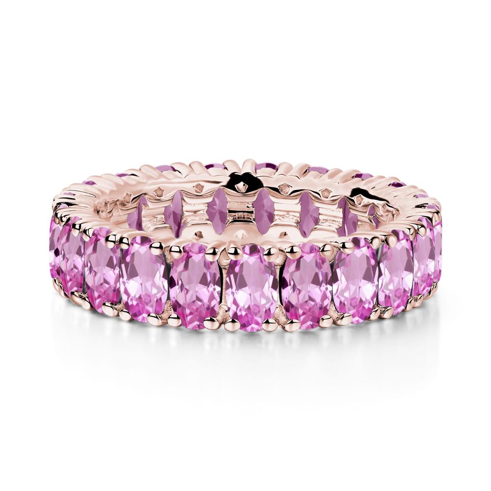 Pink Sapphire Wide Wedding Band Ring - LUO Jewelry #metal_18k rose gold