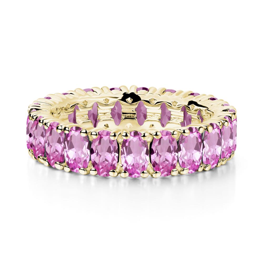 Pink Sapphire Wide Wedding Band Ring - LUO Jewelry #metal_18k yellow gold