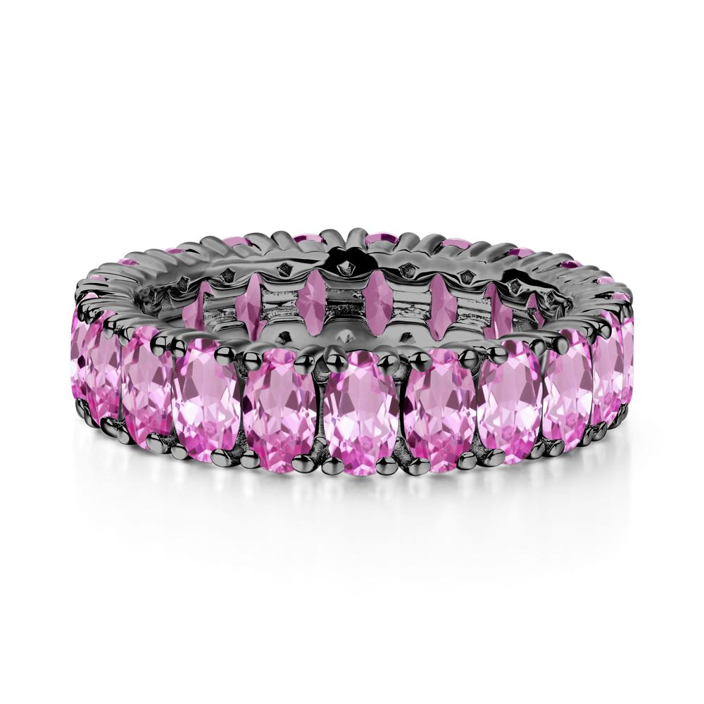 Pink Sapphire Wide Wedding Band Ring - LUO Jewelry #metal_black finish sterling silver