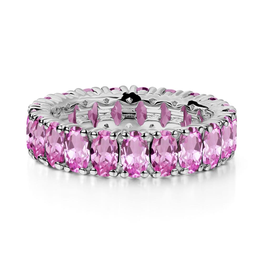 Pink Sapphire Wide Wedding Band Ring - LUO Jewelry #metal_platinum