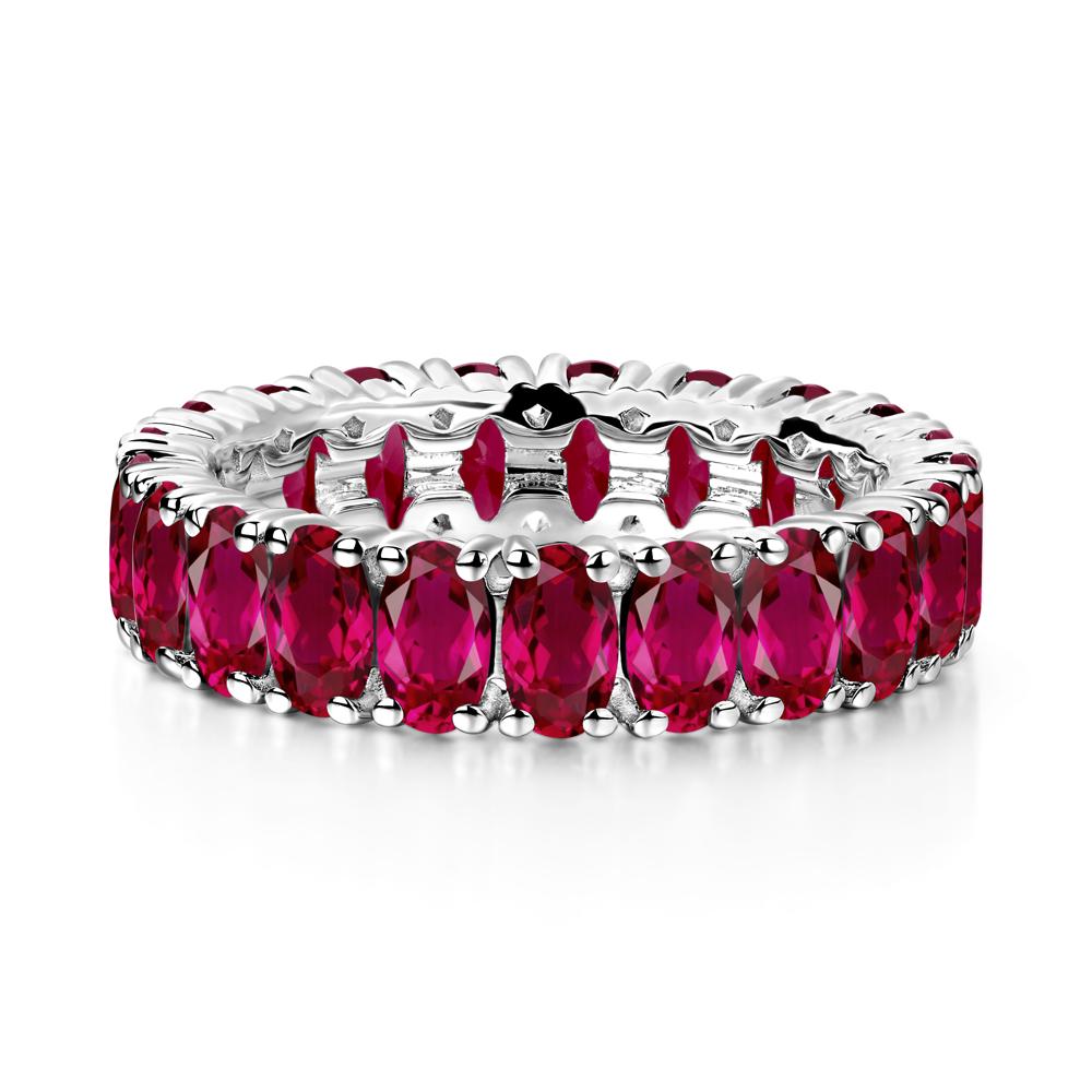 Oval Ruby Eternity Band Ring - LUO Jewelry #metal_18k white gold