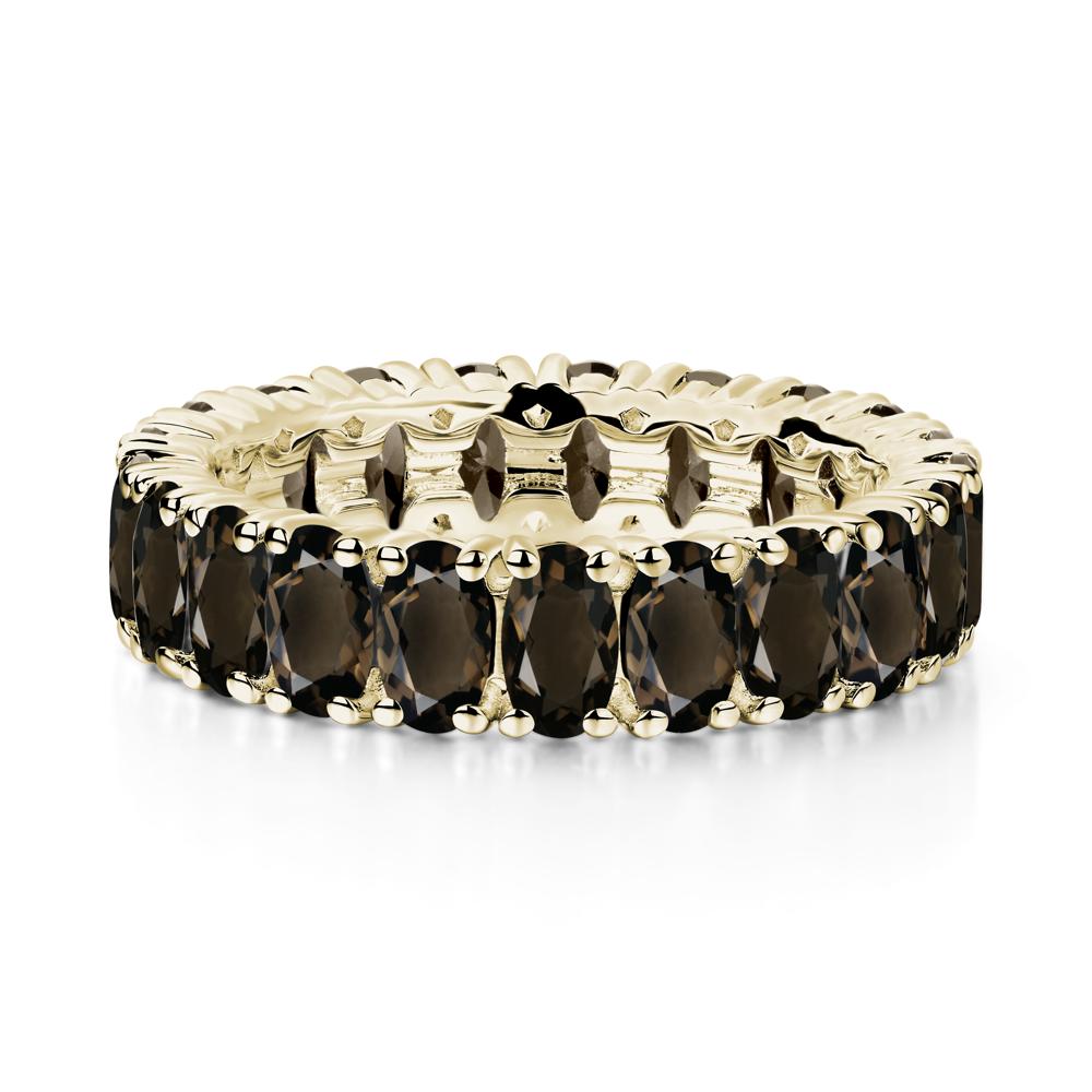 Smoky Quartz Wide Wedding Band Ring - LUO Jewelry #metal_14k yellow gold