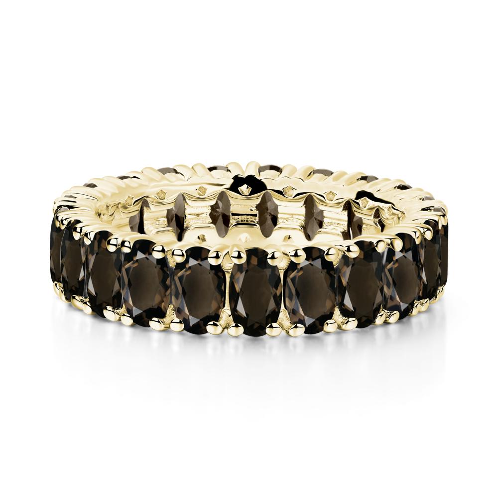 Smoky Quartz Wide Wedding Band Ring - LUO Jewelry #metal_18k yellow gold