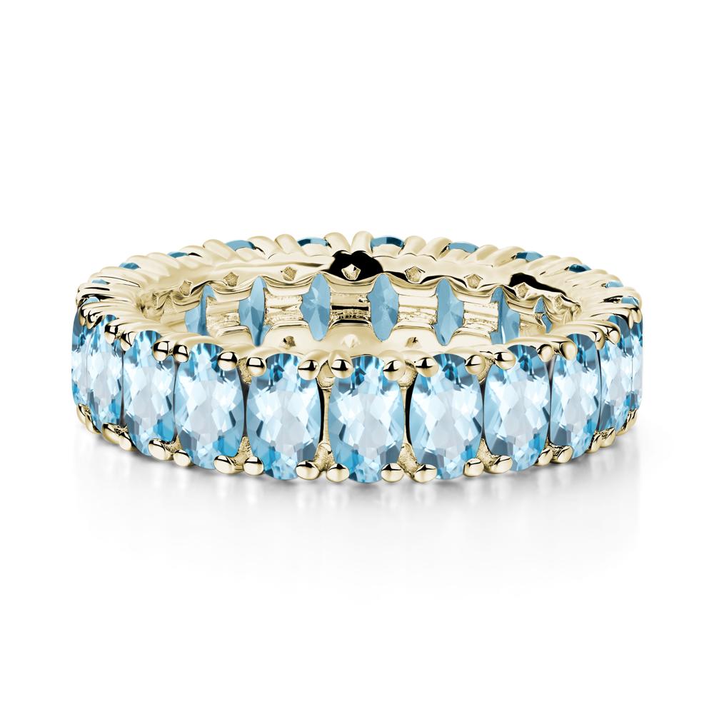 Oval Swiss Blue Topaz Eternity Band Ring - LUO Jewelry #metal_14k yellow gold