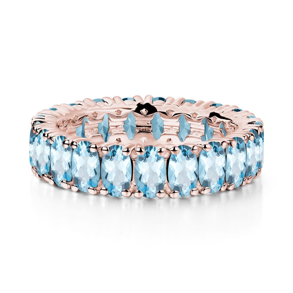 Oval Swiss Blue Topaz Eternity Band Ring - LUO Jewelry #metal_18k rose gold