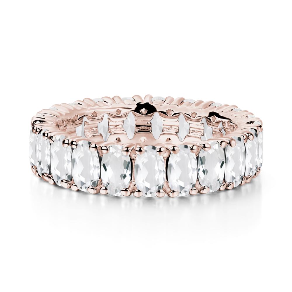 White Topaz Wide Band Eternity Ring - LUO Jewelry #metal_14k rose gold