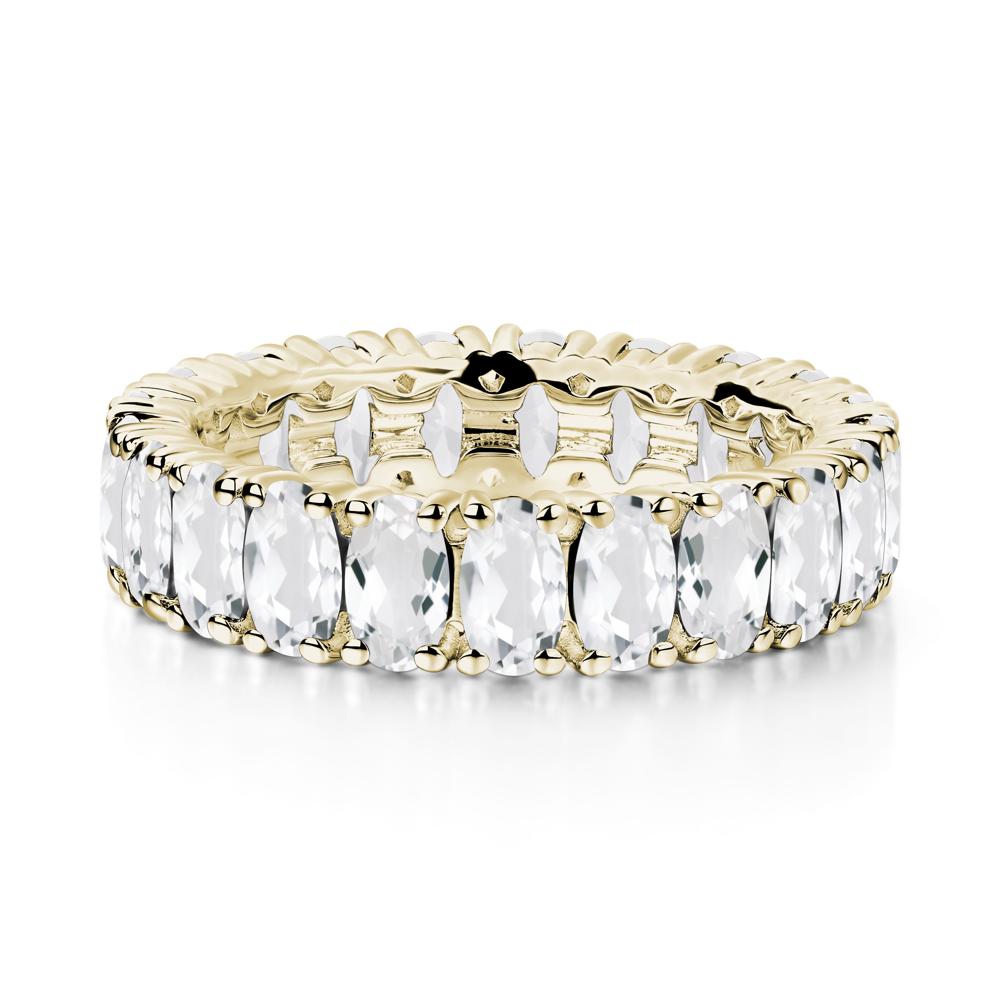 White Topaz Wide Band Eternity Ring - LUO Jewelry #metal_14k yellow gold