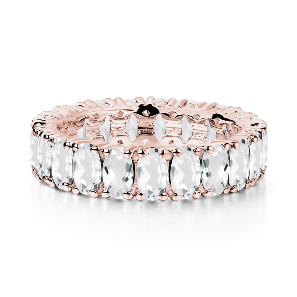 White Topaz Wide Band Eternity Ring - LUO Jewelry #metal_18k rose gold