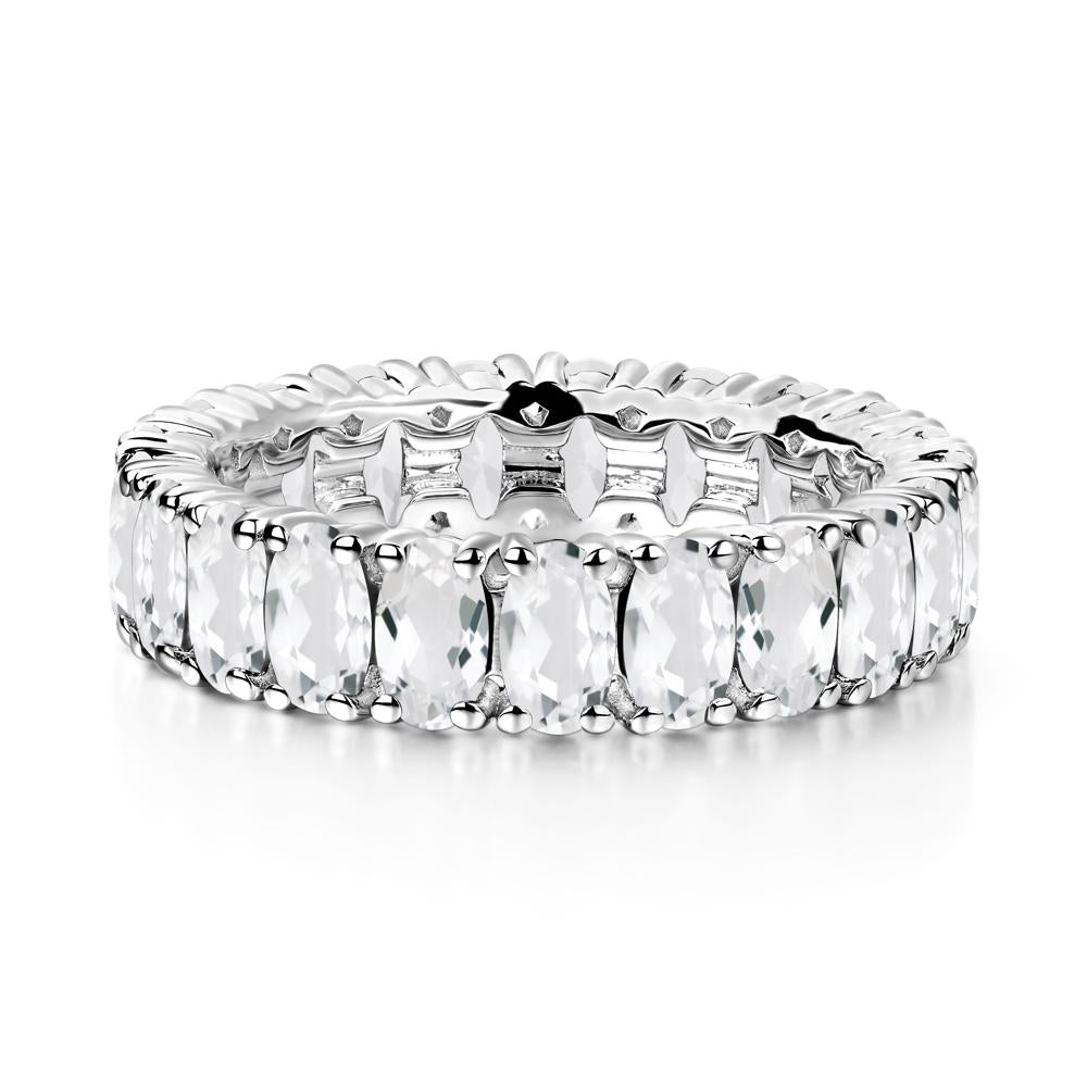 White Topaz Wide Band Eternity Ring - LUO Jewelry #metal_18k white gold