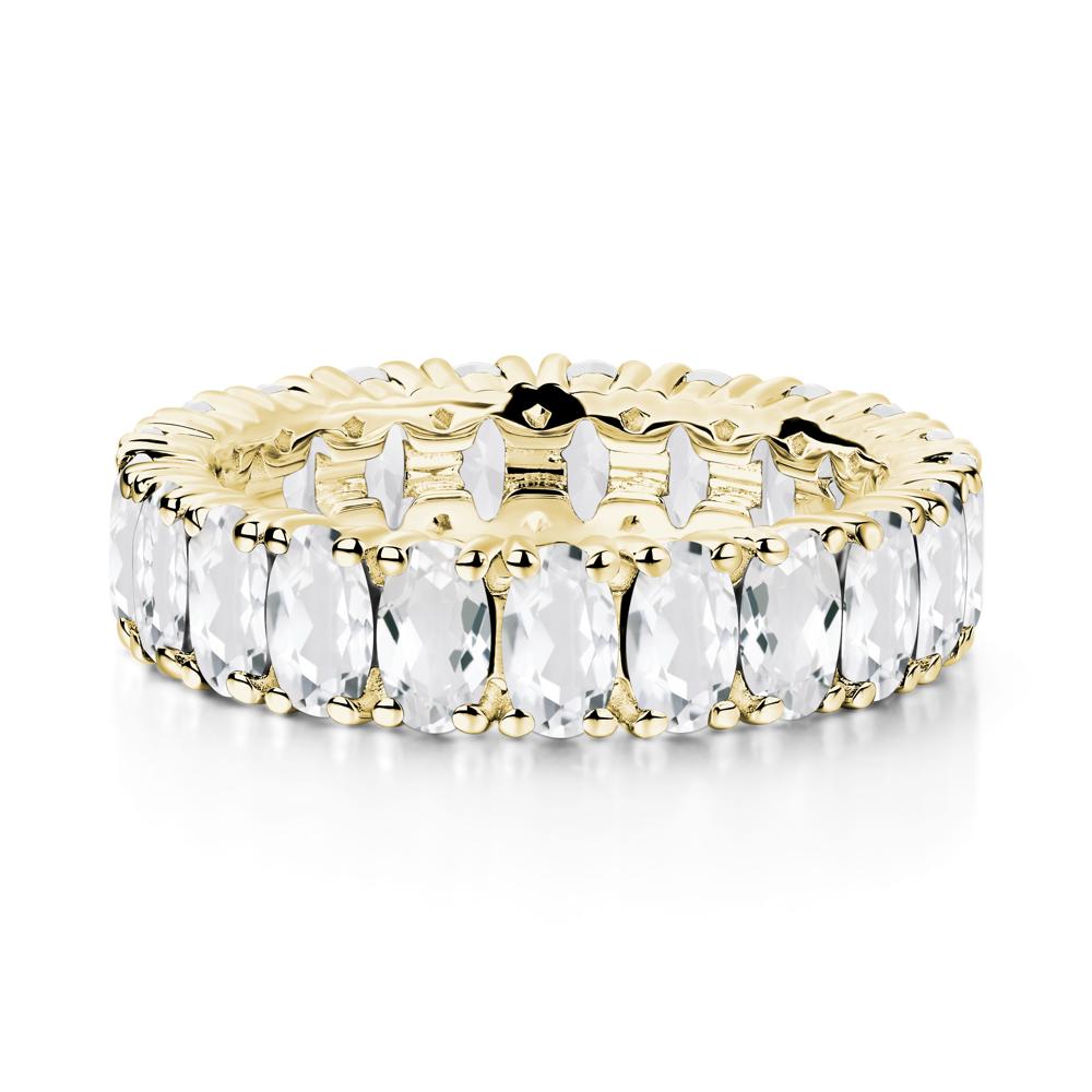 White Topaz Wide Band Eternity Ring - LUO Jewelry #metal_18k yellow gold