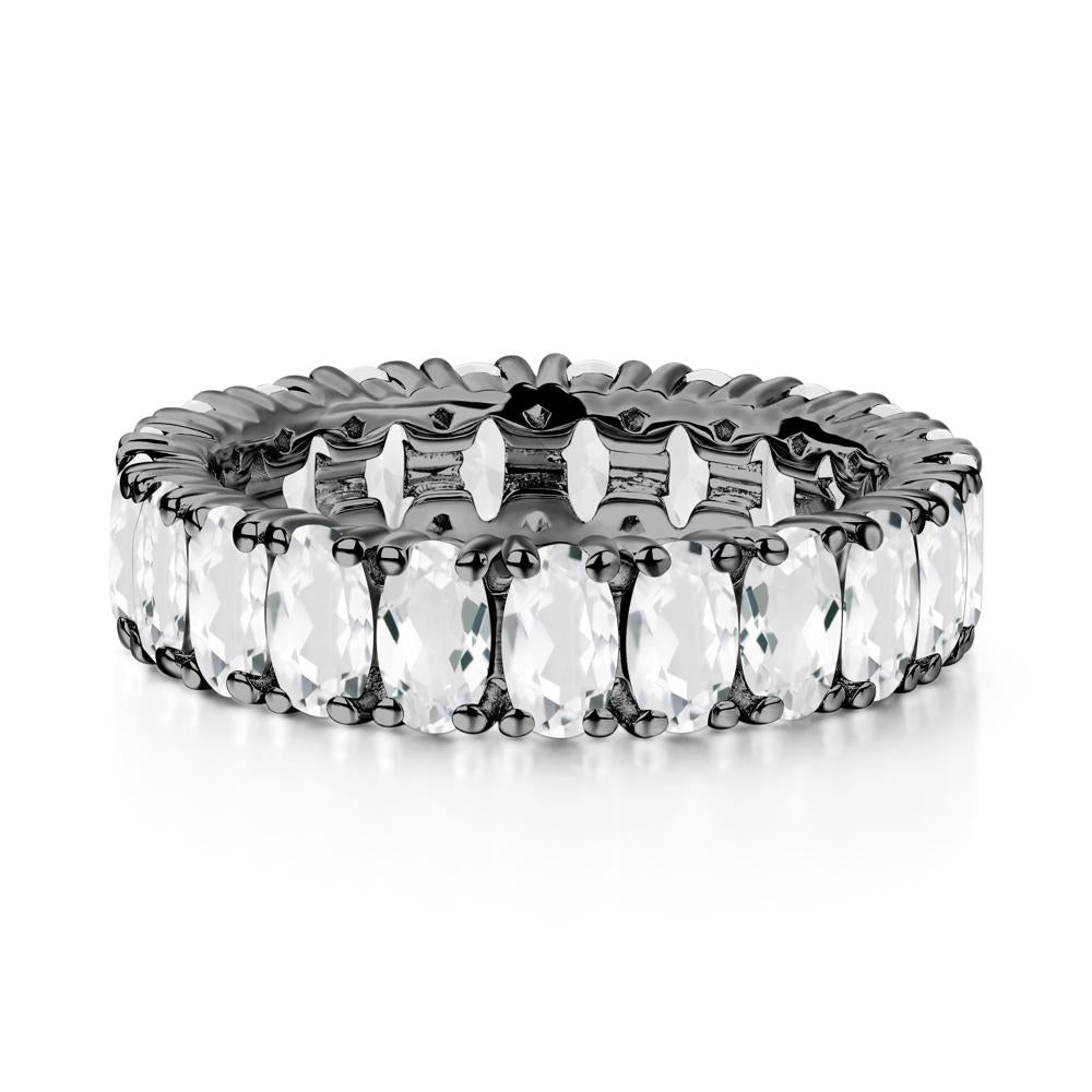 White Topaz Wide Band Eternity Ring - LUO Jewelry #metal_black finish sterling silver