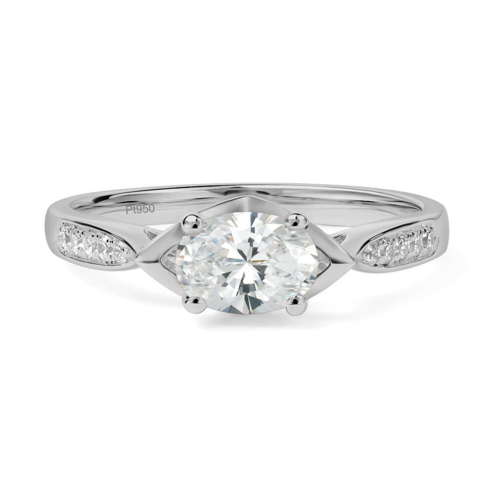 Petite Oval Horizontal Diamond Ring - LUO Jewelry #metal_platinum