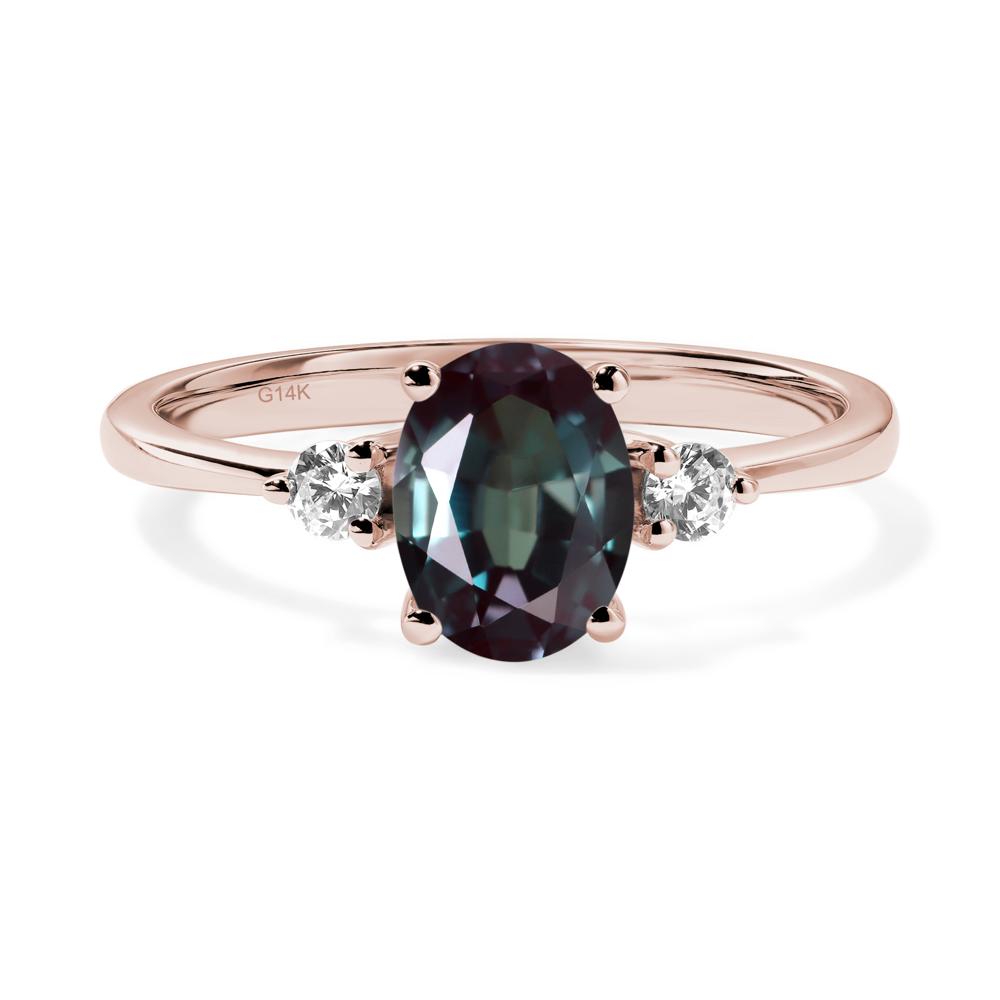 Trilogy Oval Alexandrite Ring - LUO Jewelry #metal_14k rose gold