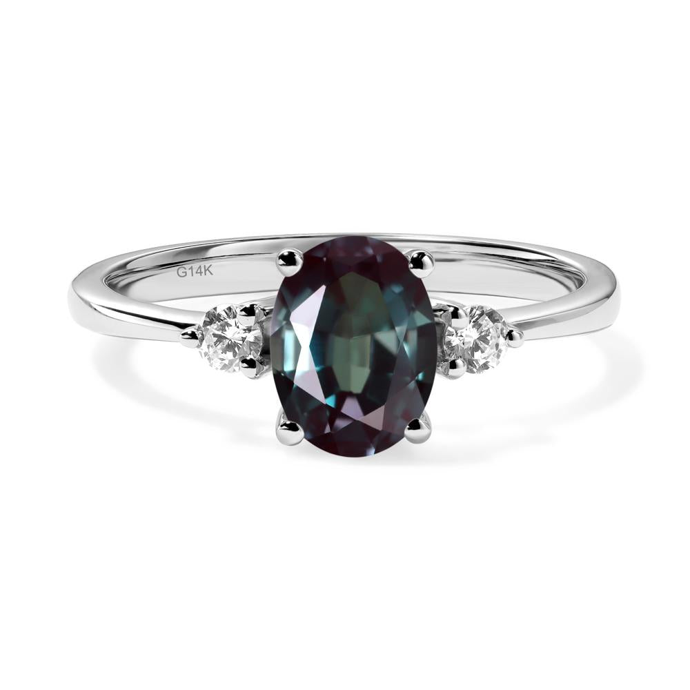 Trilogy Oval Alexandrite Ring - LUO Jewelry #metal_14k white gold
