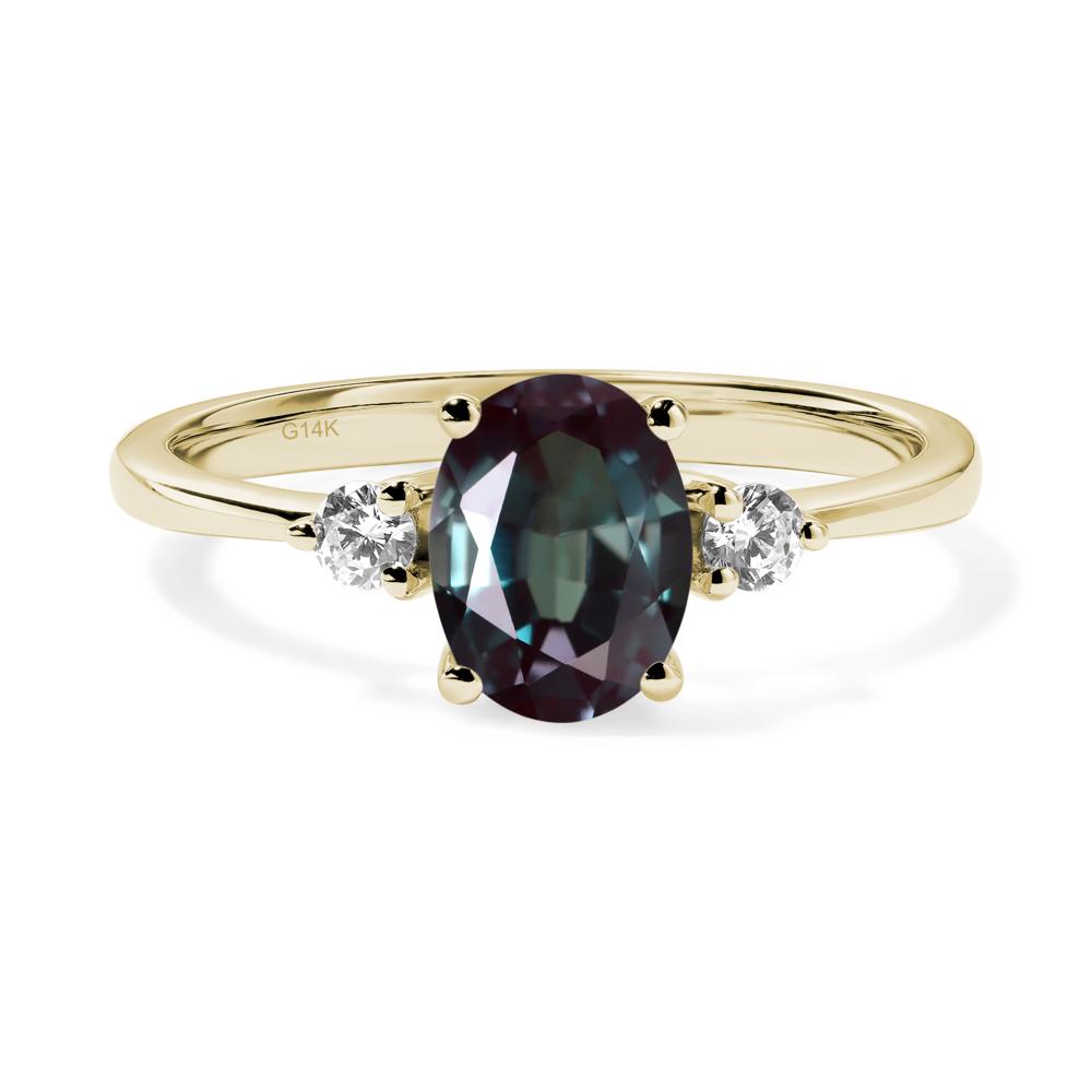 Trilogy Oval Alexandrite Ring - LUO Jewelry #metal_14k yellow gold