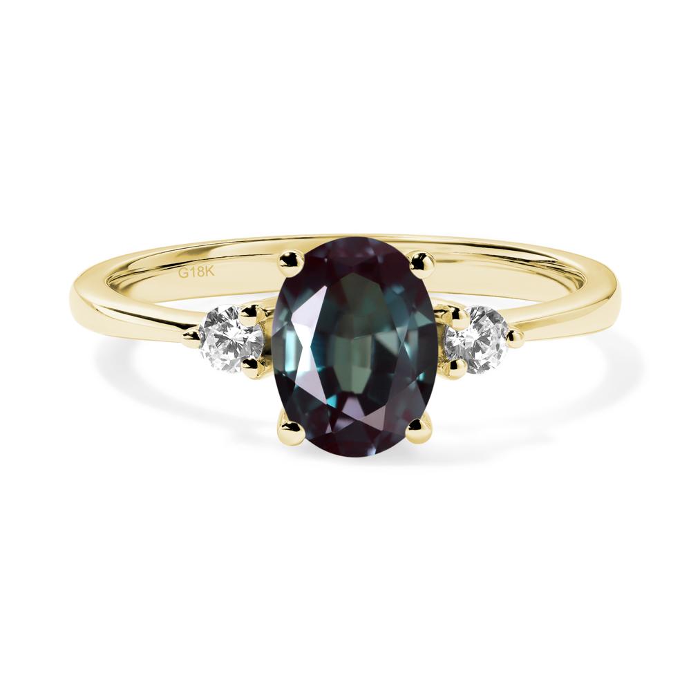 Trilogy Oval Alexandrite Ring - LUO Jewelry #metal_18k yellow gold