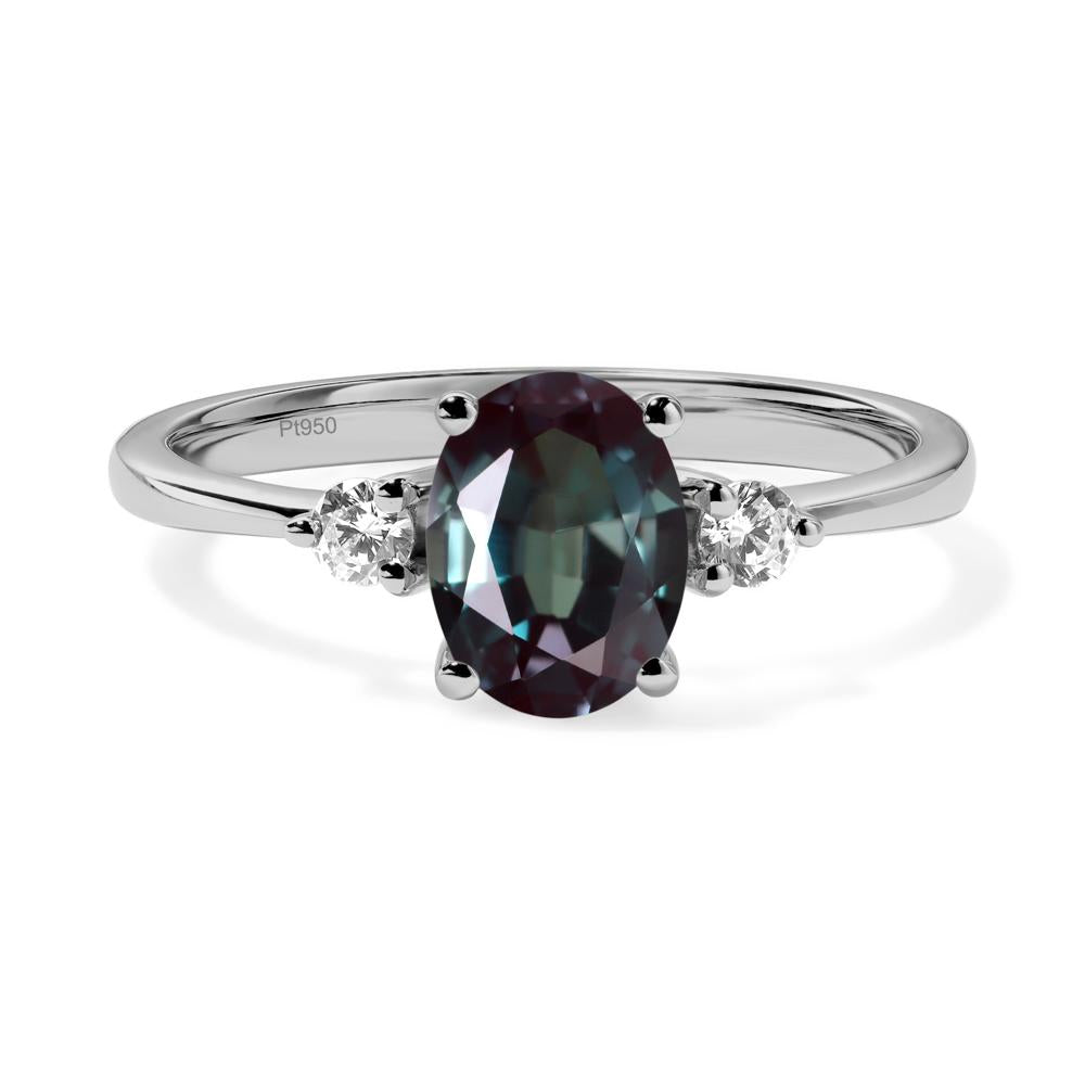 Trilogy Oval Alexandrite Ring - LUO Jewelry #metal_platinum