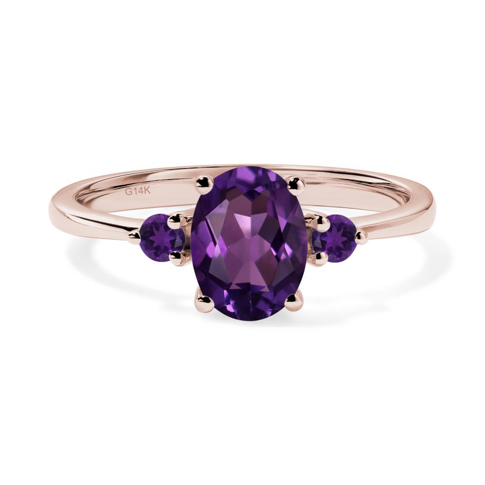 Trilogy Oval Amethyst Ring - LUO Jewelry #metal_14k rose gold