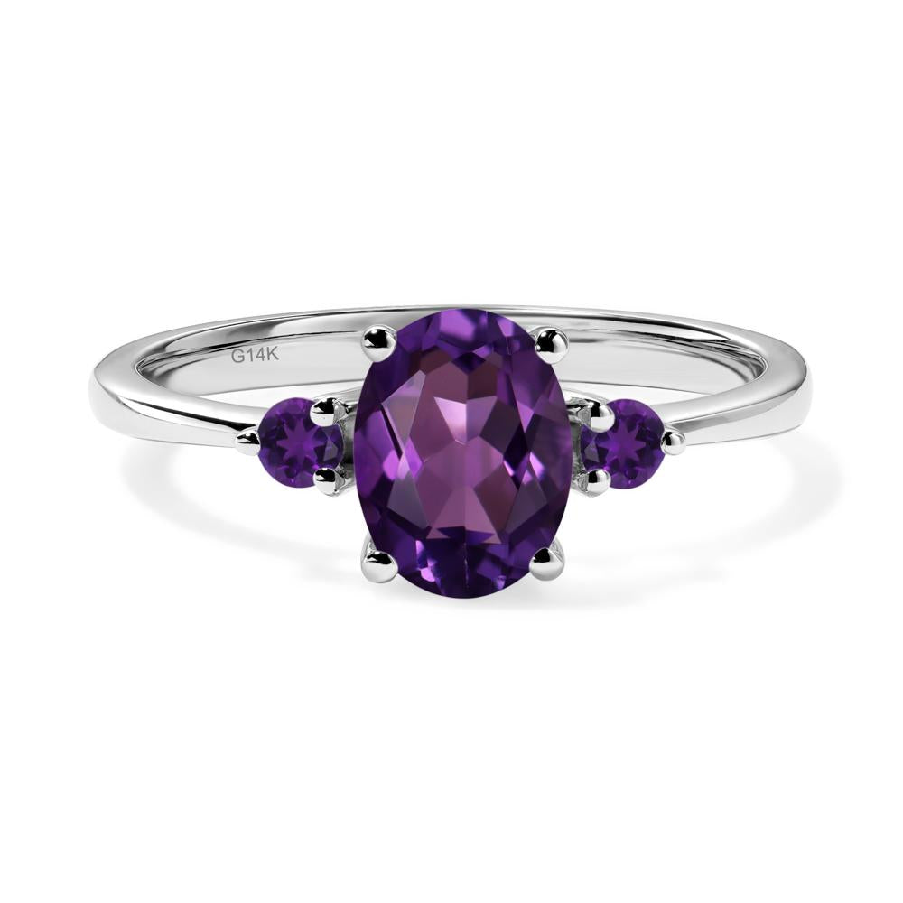 Trilogy Oval Amethyst Ring - LUO Jewelry #metal_14k white gold