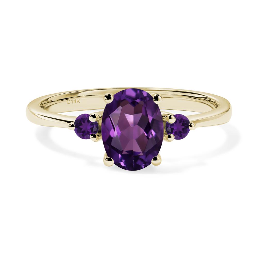 Trilogy Oval Amethyst Ring - LUO Jewelry #metal_14k yellow gold