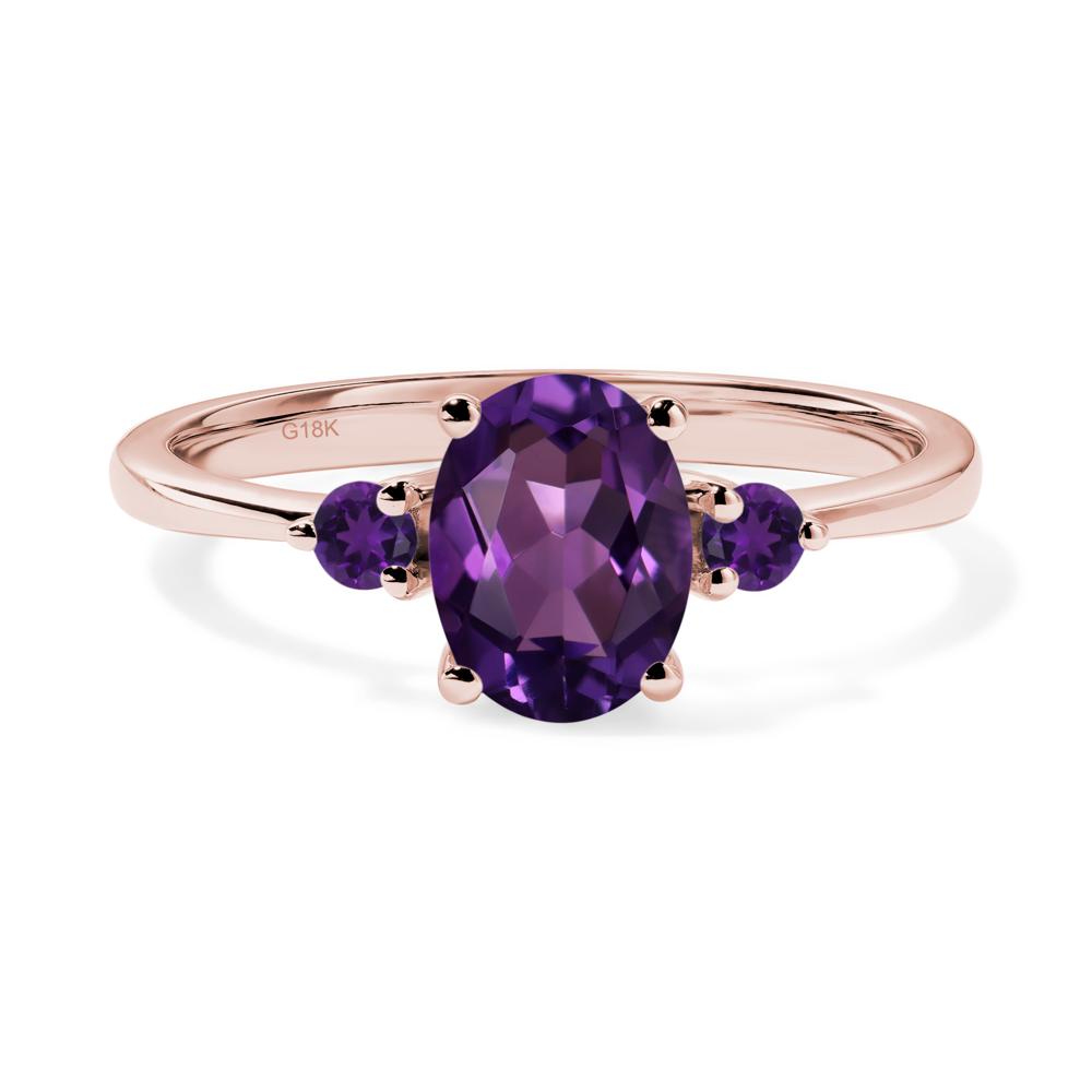 Trilogy Oval Amethyst Ring - LUO Jewelry #metal_18k rose gold